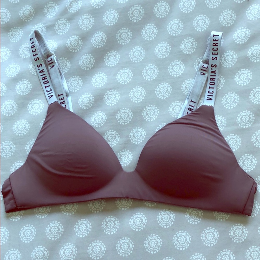 Victorias secret dark mauve wireless logo bra